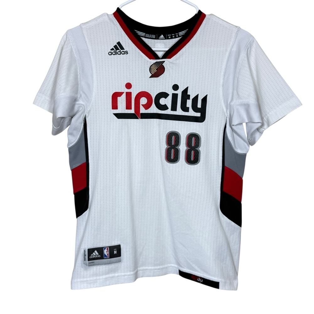 Adidas White & Black Portland Trail Blazer Jersey 88 Nicolas Batum Size M